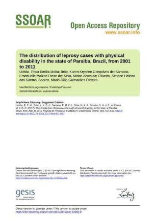 The distribution of leprosy cases with physical disability in the state of Paraiba, Brazil, from 2001 to 2011