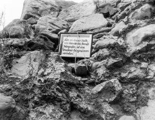 Quedlinburg. Schild an einer Mauer: "Hier an dieser Stelle, am Stande des Berufs-Fotografen, ist das Amateur-Fotografieren verboten!"