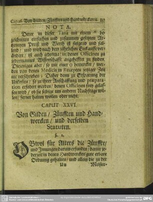 Caput XXVI. Von Gilden, Zünfften und Handwercken, und derselben Statuten