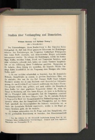 Studien über Verdampfung und Dissociation.