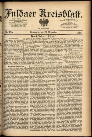 Erste Ausgabe vom Samstag, den 28. September 1901.