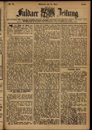 Ausgabe vom Mittwoch, den 28. April 1886.