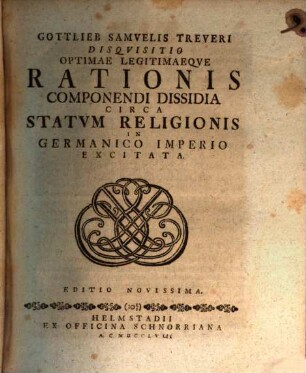 Disquisitio optimae legitimaeque rationis componendi dissidia circa statum religionis in Germanico Imperio