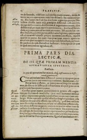 Prima Pars Dialecticæ. De Iis Quæ Primam Mentis Operationem Spectant.