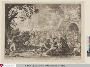 [Der alles besiegende Tod schießt mit Pfeilen auf Menschen und Tiere; All-conquering death, who pierces all mankind with arrows; La mort percant tous les hommes de ses flèches meurtrières, malgré les efforts qu'ils font pour s'en garantir]