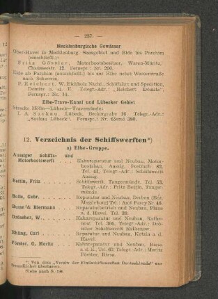 12. Verzeichnis der Schiffswerften *)