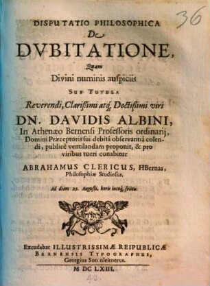 Disp. philos. de dubitatione