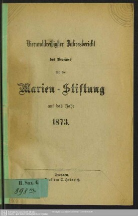 34.1873: Jahresbericht des Vereines für die Marien-Stiftung : auf das Jahr ...