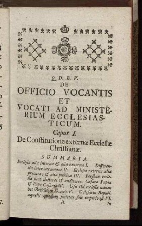 Caput I. De Constitutione externæ Ecclesiæ Christianæ.