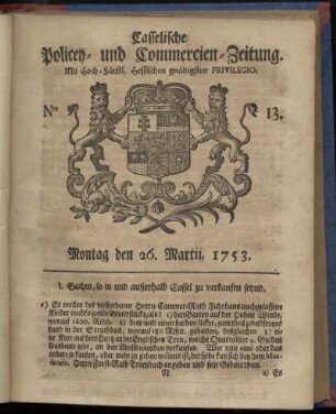 Nro. 13, Montag den 26. Martii 1753