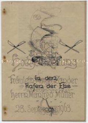 Hektografierte Hochzeitszeitung für Margit Zander und Manfred Müller