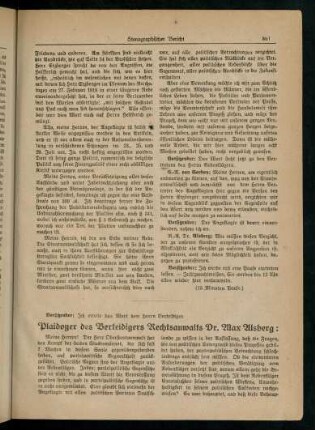 861-881, Plaidoyer des Verteidigers Rechtsanwalts Dr. Max Alsberg