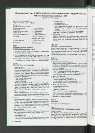 TOP II: Bericht des Vorstandes