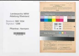 Entnazifizierung Hermann Pfoertner , geb. 26.06.1901 (Oberstabsintendant)