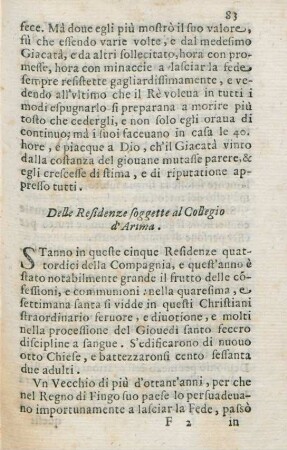 Delle Residenze soggette al Collegio d'Arima
