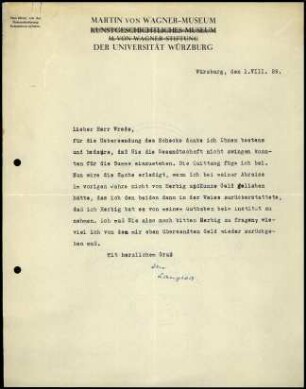 E. Langlotz an W. Wrede