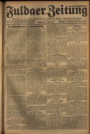 Ausgabe vom Mittwoch, den 17. April 1929.