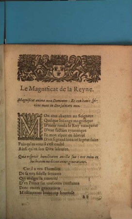 Le Magnificat de la Reyne sur la detention des princes