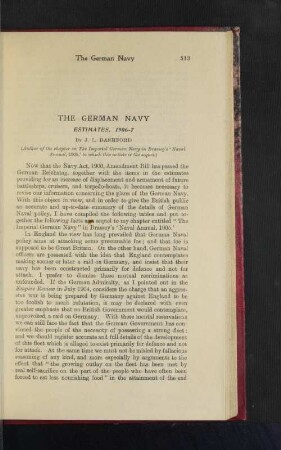The German Navy. Estimates, 1906-7.