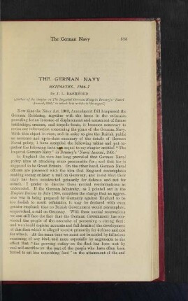 The German Navy. Estimates, 1906-7.