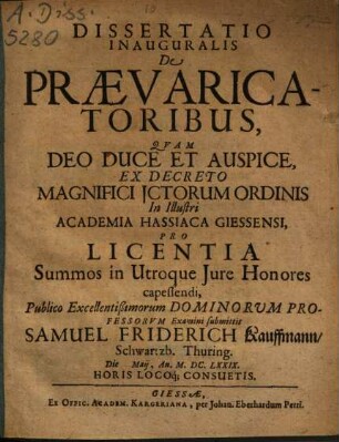 Dissertatio Inauguralis De Praevaricatoribus