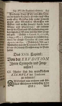Das XVII. Capitel: Von der Erudition Ihren Exempeln und Zeugnissen?