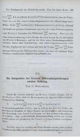 XII. Die Integration der linearen Differentialgleichungen zweiter Ordnung.