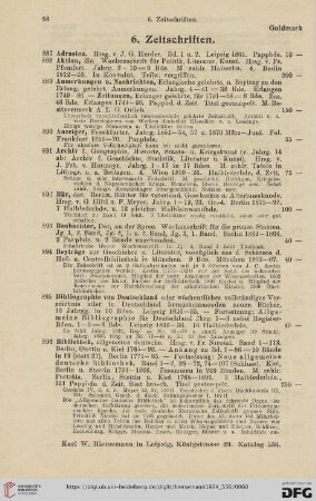 6. Zeitschriften (Nr. 887 - 1023)