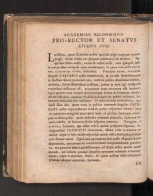 Academiae Kiloniensis Pro-Rector Et Senatvs Civibvs Svis.
