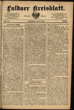 Ausgabe vom Samstag, den 25. Juli 1885.