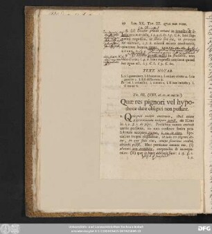 Tit. III. (VIII. 16. 17. 21. 24. 25.) Quae res pignori vel hypothecae datae obligari non possunt.