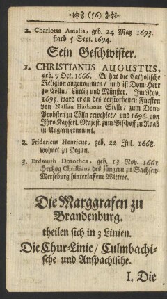 Die Marggrafen zu Brandenburg.