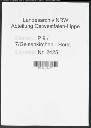 Sterberegister Standesamt Gelsenkirchen-Horst