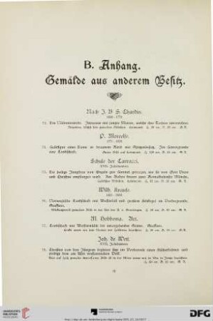 B. Anhang. Gemälde aus anderem Besitz (Nr. 73-98)
