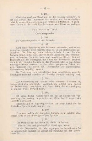Fünfzehnter Titel. Gerichtssprache