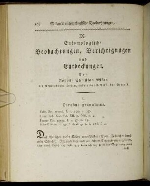 IX. Entomologische Beobachtungen, Berichtigungen und Entdeckungen.