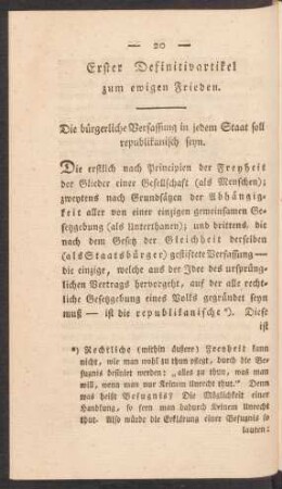 Erster Definitivartikel zum ewigen Frieden