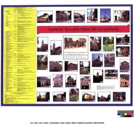 Originaltitel: Programm zum Tag des offenen Denkmals 2006 in der Stadt Altenburg
