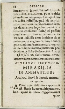 Syntagma Secundum. Mirabilia In Animantibus