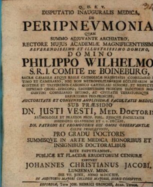 Disp. inaug. med. de peripneumonia