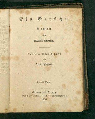 4.-6. Bd.: Ein Gerücht : Roman