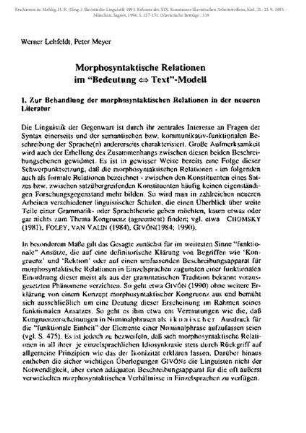 Morphosyntaktische Relationen im Bedeutung  Text-Modell