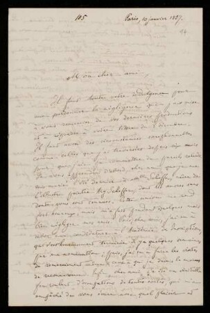 Nr. 14: Brief von Ernest Renan an Paul de Lagarde, Paris, 10.1.1857