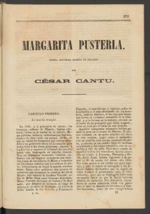 Margarita Pusterla. : Novela histórica escrita en italiano