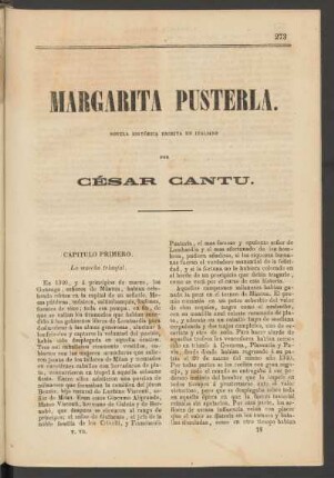 Margarita Pusterla. : Novela histórica escrita en italiano