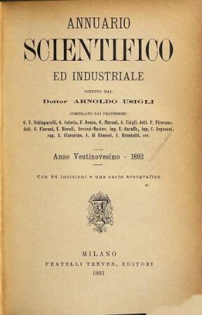 Annuario scientifico ed industriale. 29. 1892