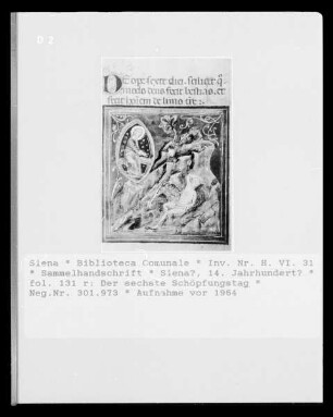 Sammelhandschrift — Der sechste Schöpfungstag, Folio fol. 131 r