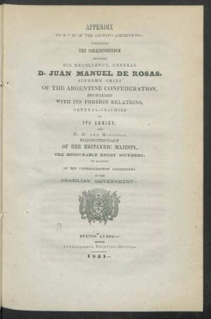 Appendix to N.° 26 of the Archivo americano