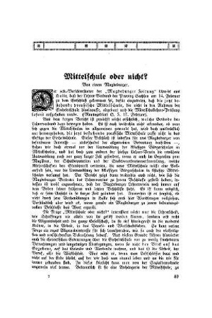 Mittelschule oder nicht?