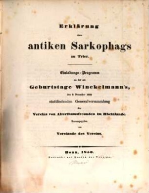 Erklärung eines antiken Sarkophags zu Trier